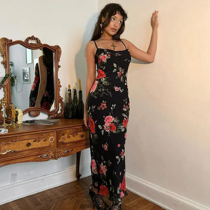 Xenia Floral Mesh Vacation Maxi Dress