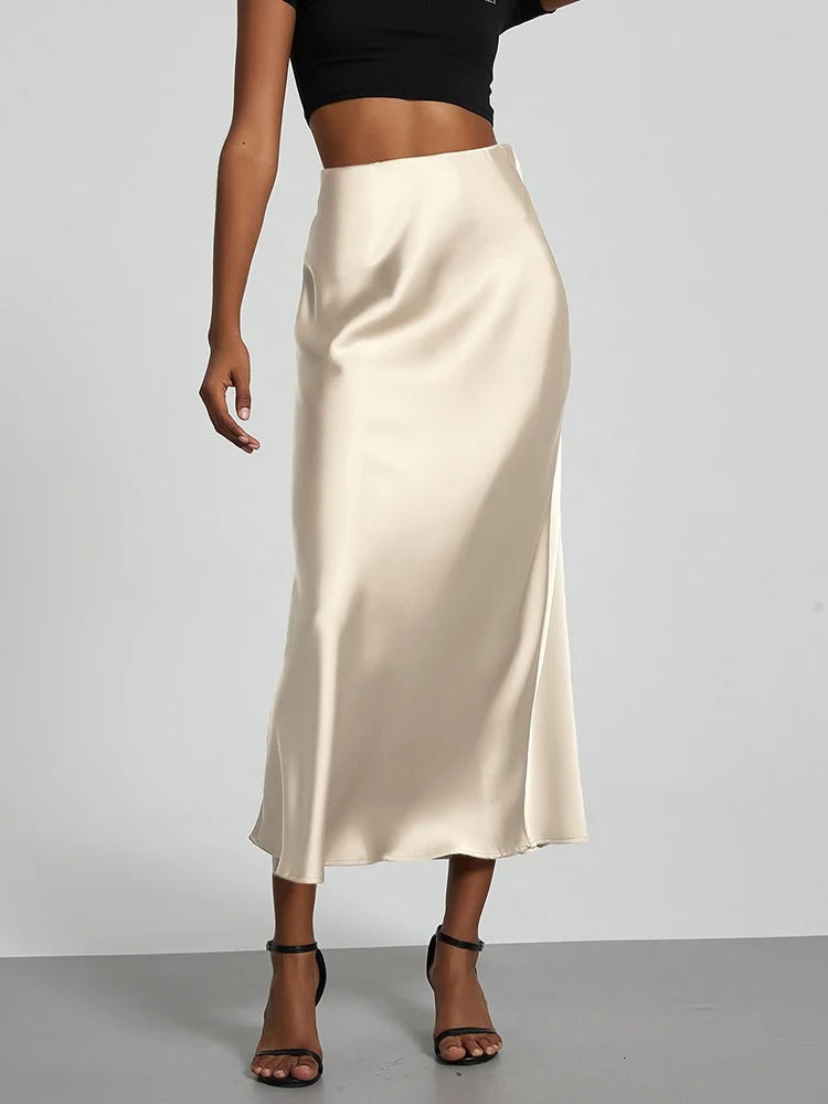 Ismeria Satin High Waist Maxi Skirt