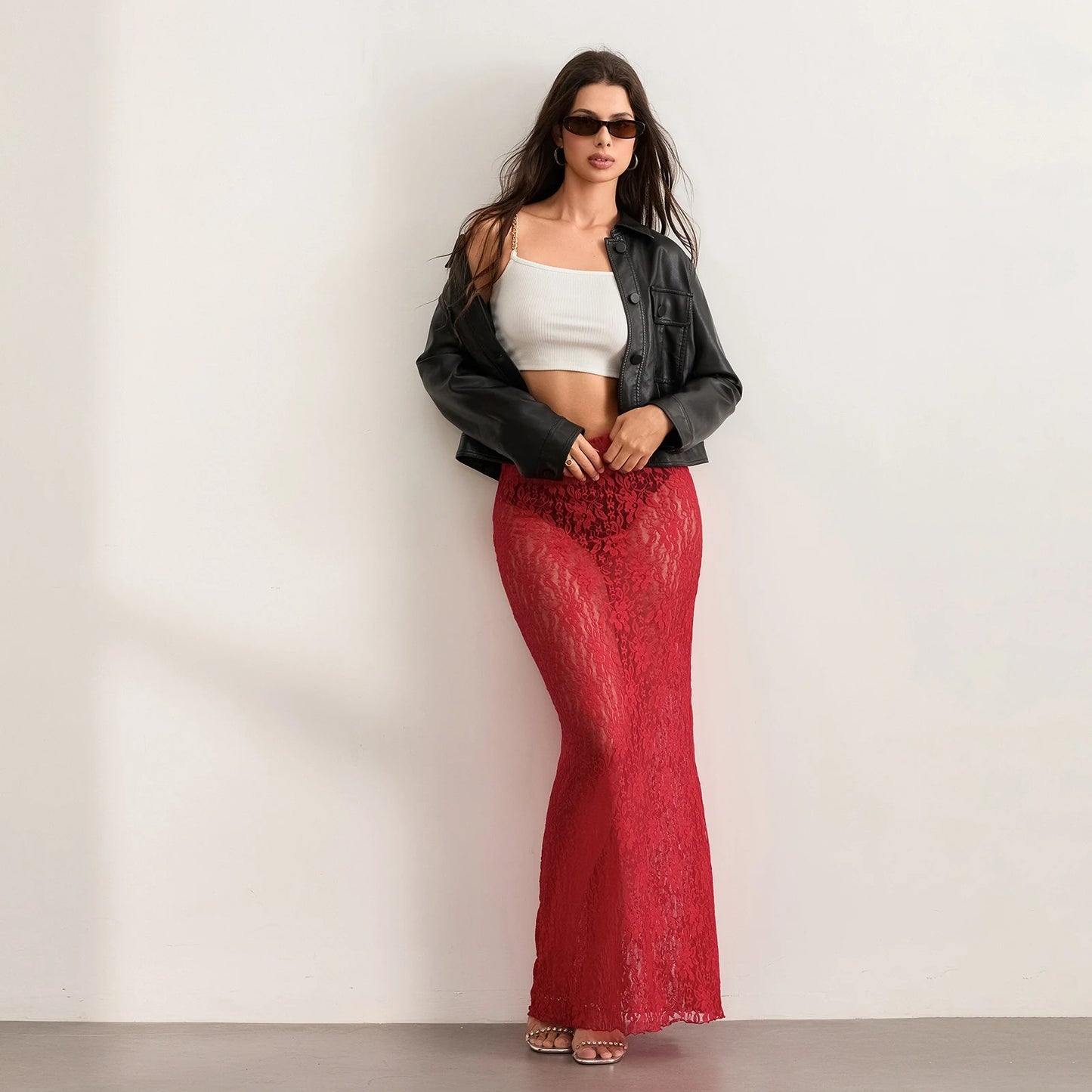Corinna Sheer Lace Bodycon Maxi Skirt