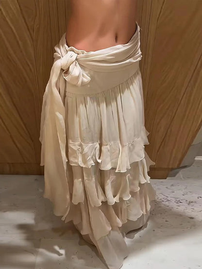 Hestia Tiered Ruffle Chiffon Maxi Skirt