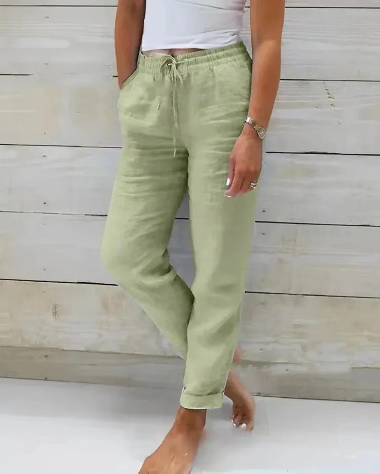 Liliana Drawstring Linen Blend Women's Pants