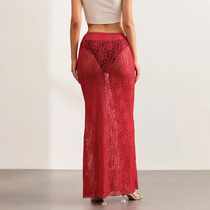 Corinna Sheer Lace Bodycon Maxi Skirt