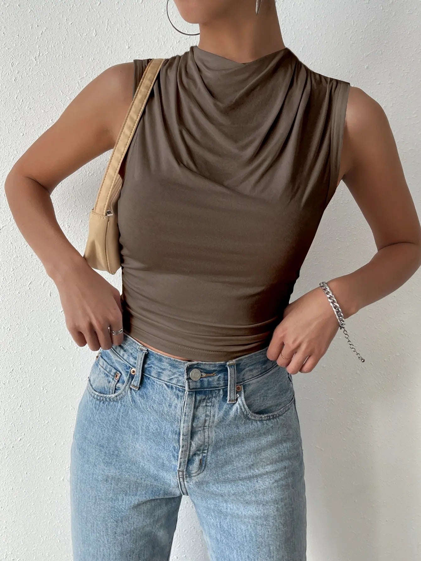Rosalia Draped Mock Neck Ladies Summer Top
