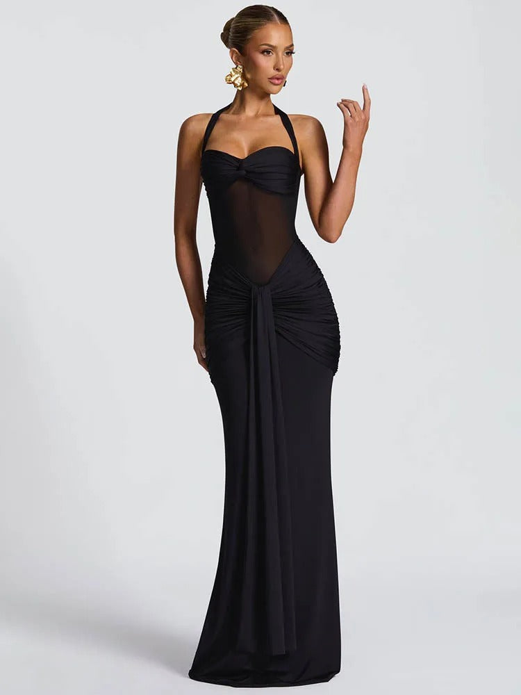 Capri Mesh Cutout Vacation Maxi Dress