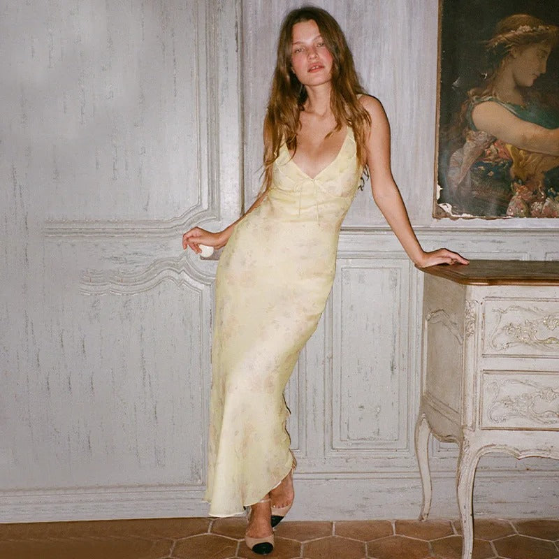 Arielle Floral Print Wedding Guest Maxi Dress
