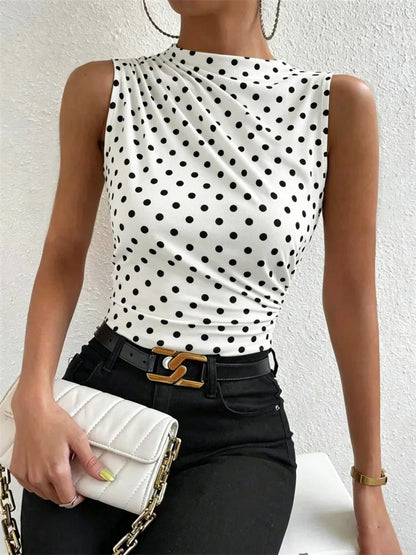 Cataleya Ruched Mock Neck Ladies Summer Top