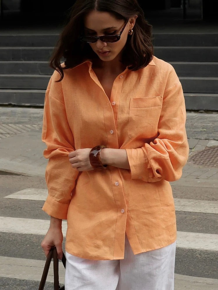 Valeska Relaxed Linen Button Front Shirt