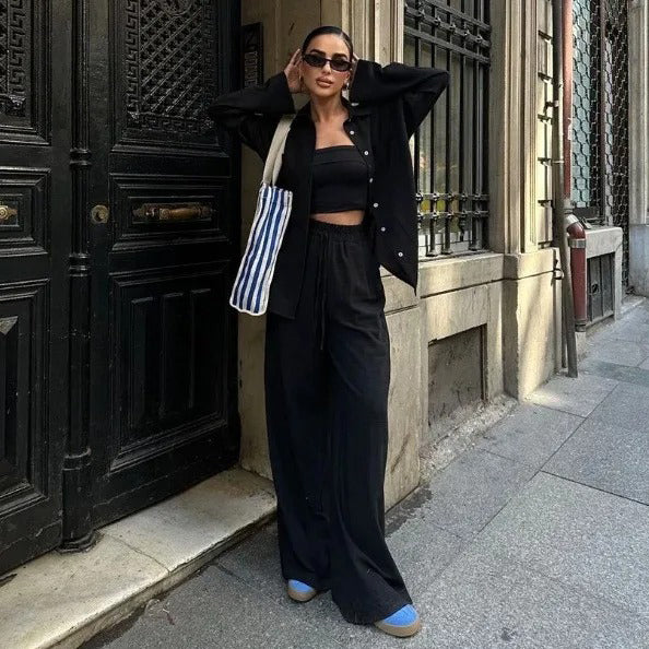 Rafaela Relaxed Linen Shirt & Wide Leg Co-Ord Set