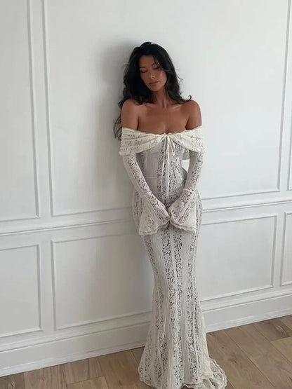 Anais Lace Off Shoulder Vacation Maxi Dress