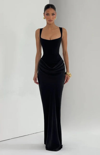 Briony Square Neck Vacation Maxi Dress