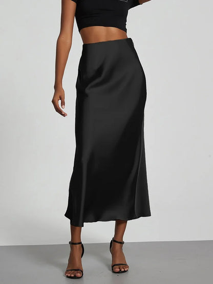 Ismeria Satin High Waist Maxi Skirt