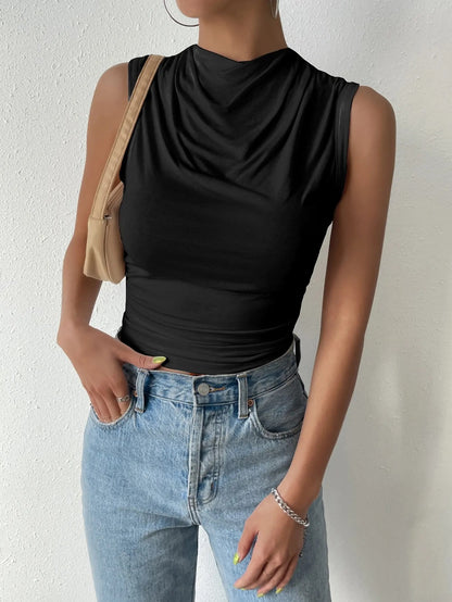 Rosalia Draped Mock Neck Ladies Summer Top