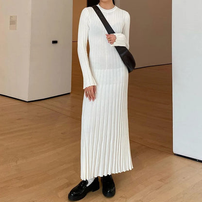 Quiana Ribbed Long Sleeve Plus Size Casual Maxi Dress