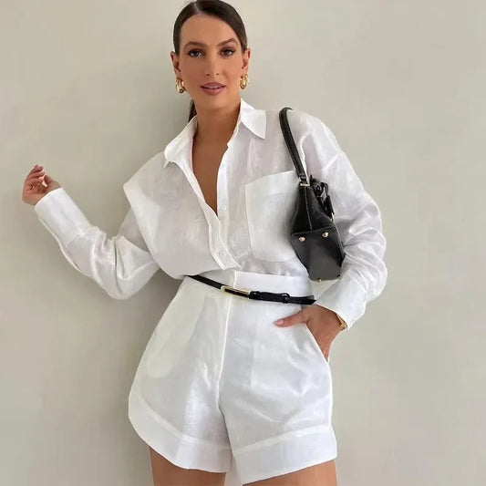 Annelise Linen Shirt & Tailored Shorts Co-Ord Set