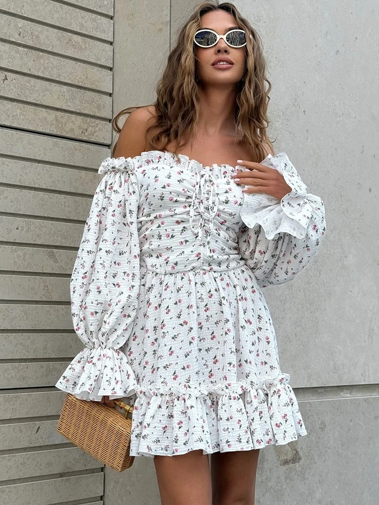 Alessia Off Shoulder Cotton Summer Mini Dress