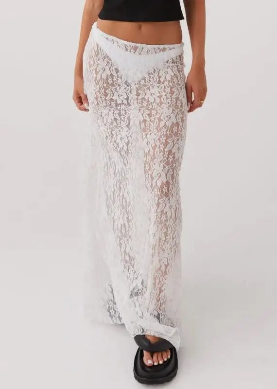 Corinna Sheer Lace Bodycon Maxi Skirt
