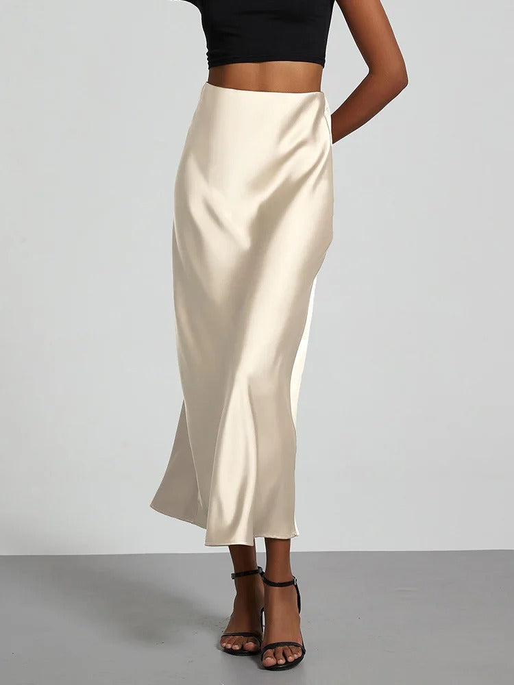 Ismeria Satin High Waist Maxi Skirt