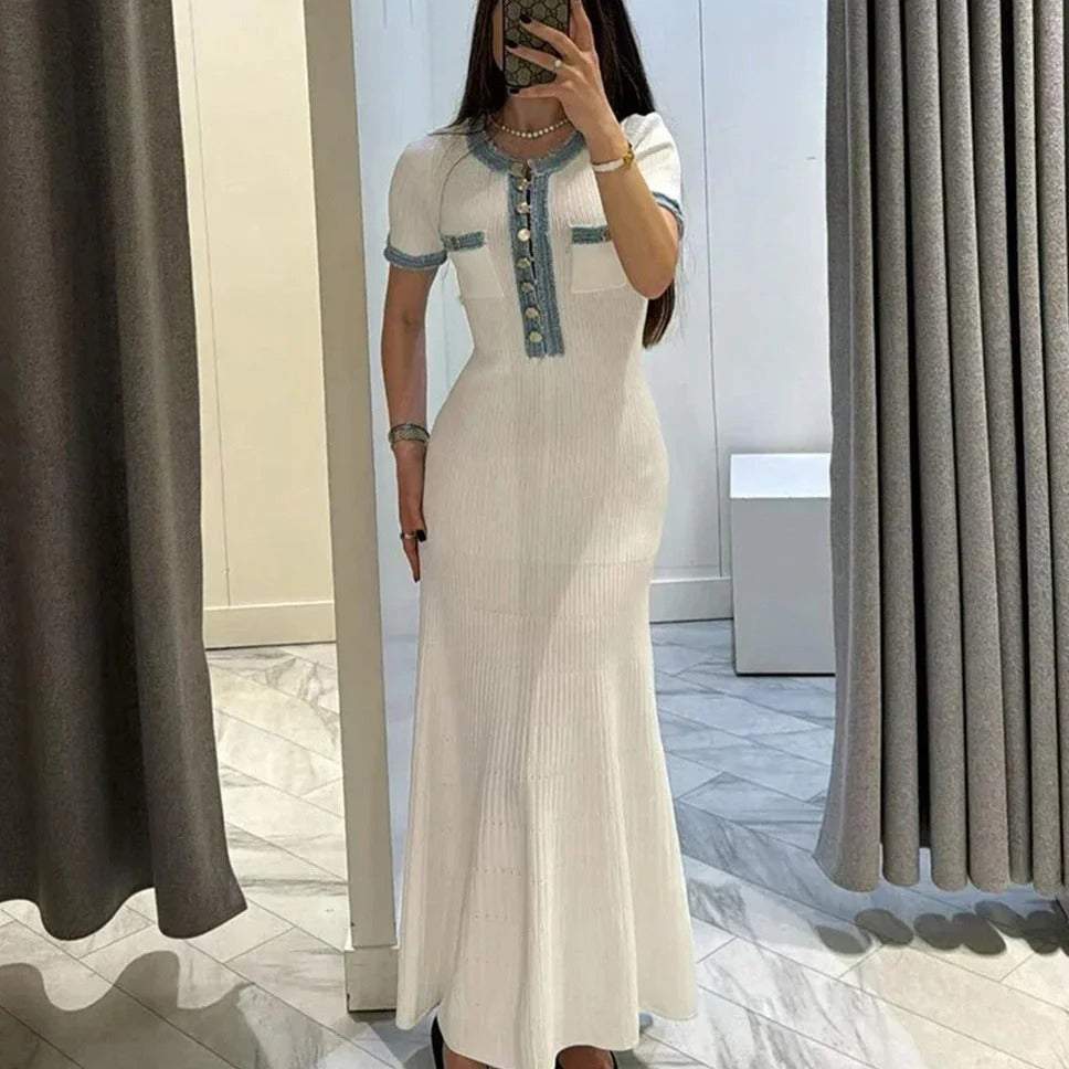 Zephyra Contrast Trim Vacation Maxi Dress
