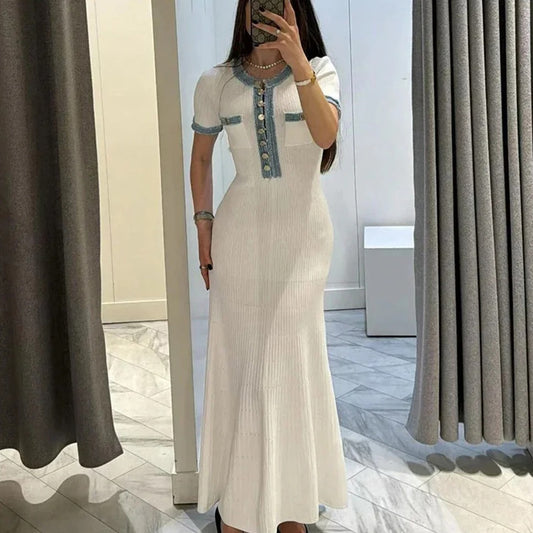Zephyra Contrast Trim Vacation Maxi Dress
