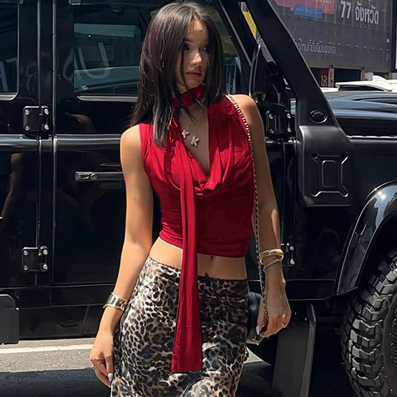 Isla Draped Choker Neck Ladies Summer Top