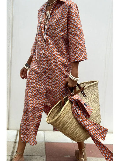 Nerine Striped Button Front Shirt Midi Dress