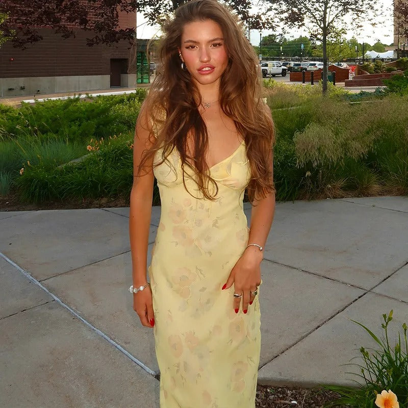 Arielle Floral Print Wedding Guest Maxi Dress