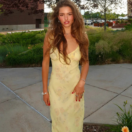 Arielle Floral Print Wedding Guest Maxi Dress