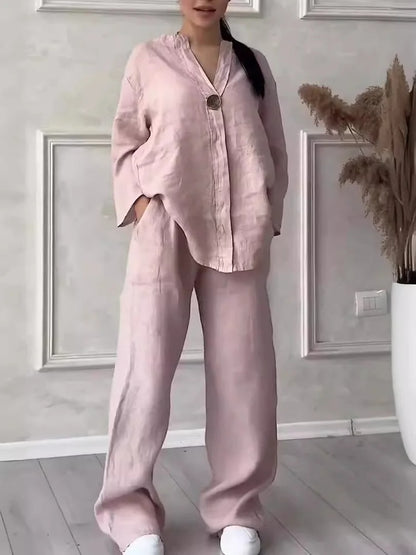 Faye Relaxed Linen Shirt & Wide Leg Co-Ord Set