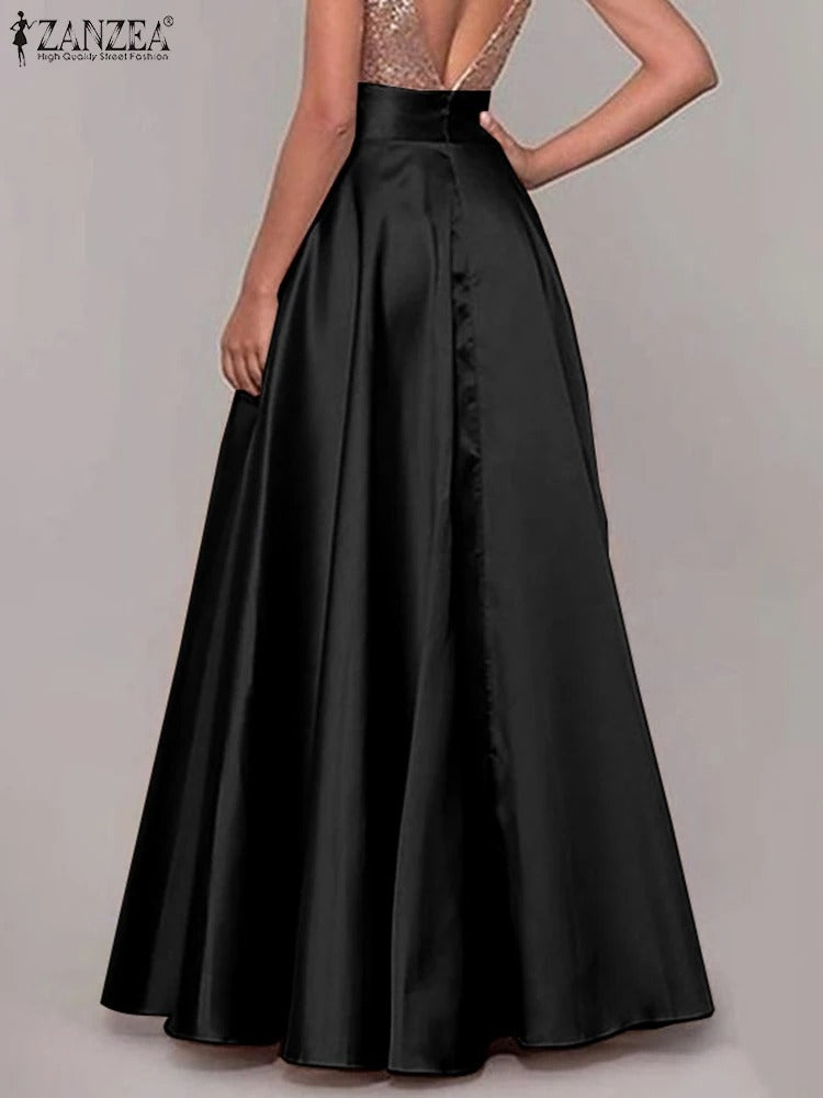 Zola Satin A Line Maxi Skirt