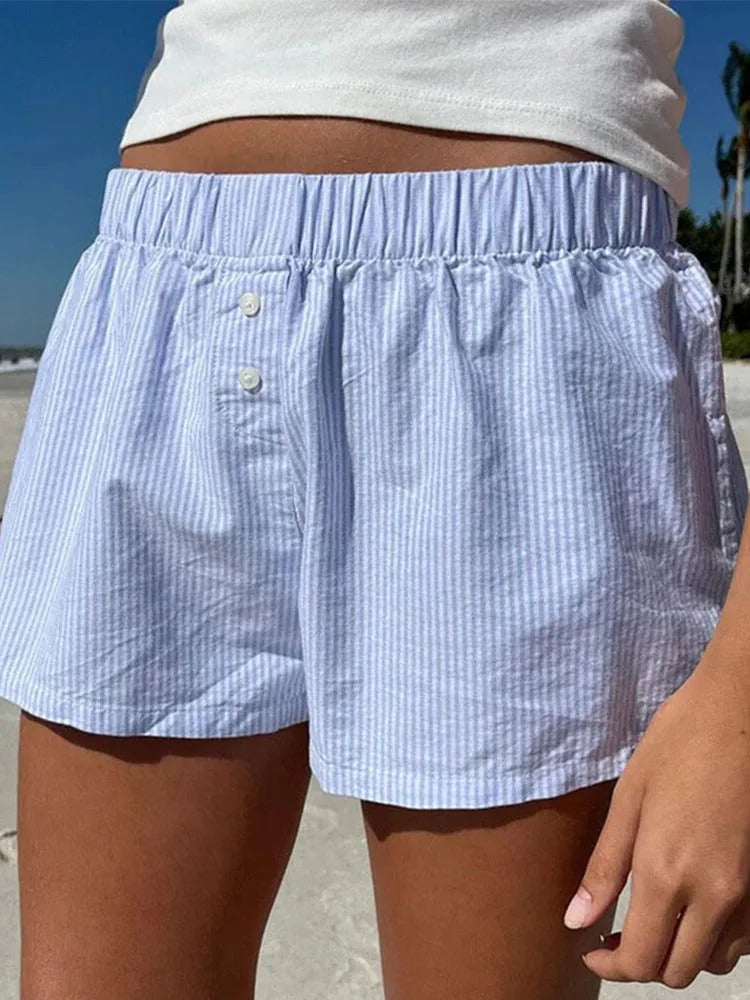Delilah Striped Elastic Waist Women’s Shorts