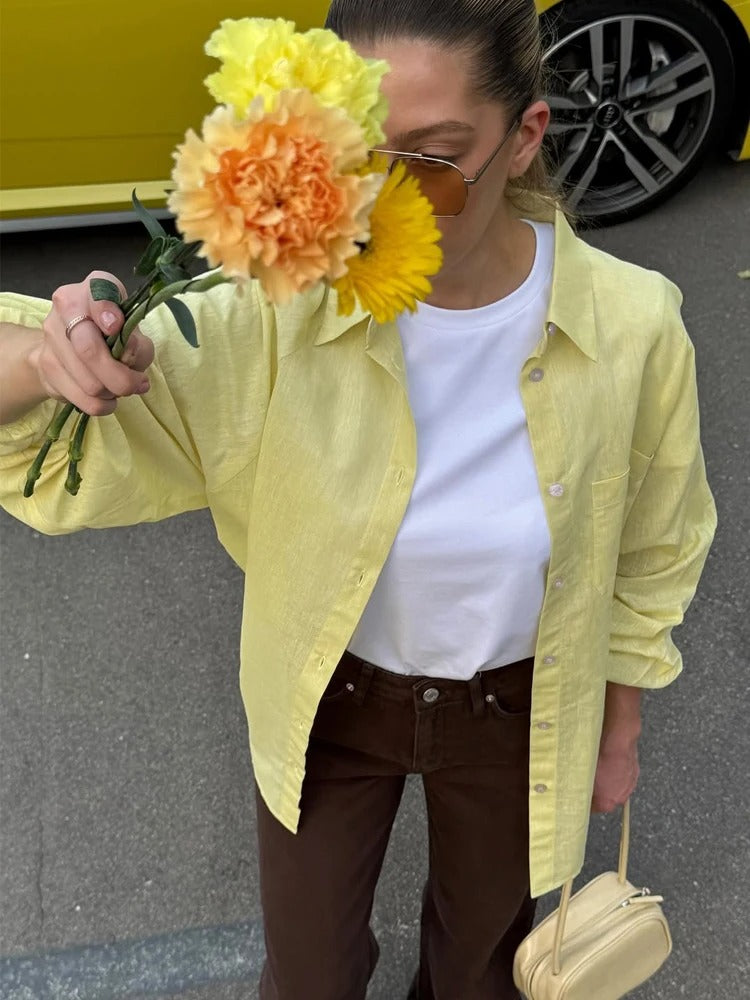 Valeska Relaxed Linen Button Front Shirt