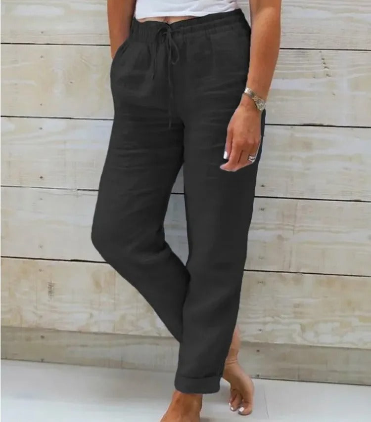 Liliana Drawstring Linen Blend Women's Pants