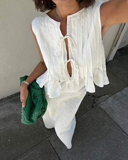 Elodie Sleeveless Linen Maxi Skirt Co-Ord Set