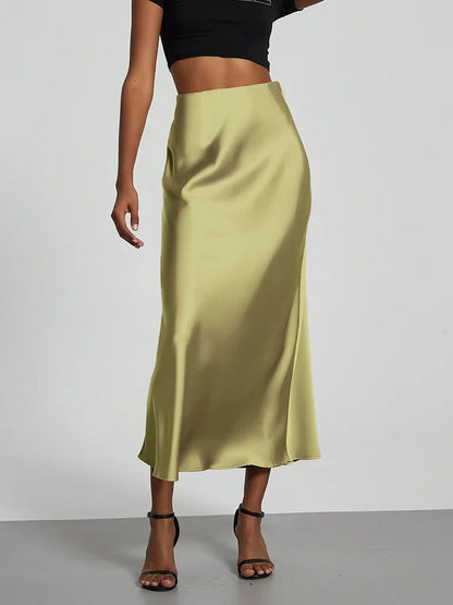 Ismeria Satin High Waist Maxi Skirt