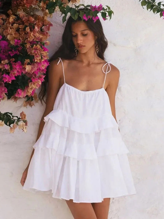 Elara Ruched Cotton Summer Mini Dress