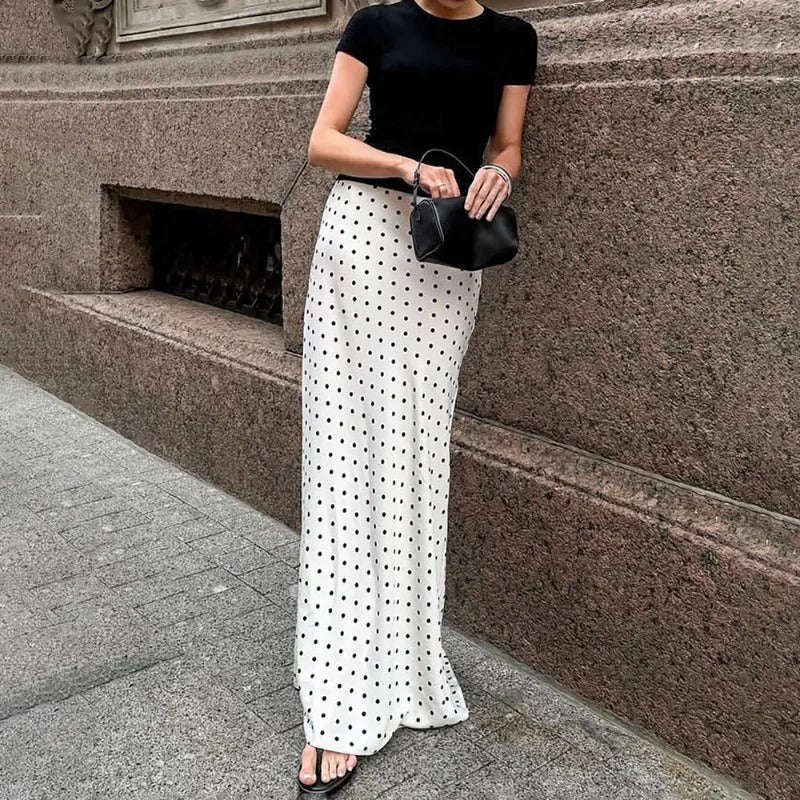 Arista Polka Dot High Waist Maxi Skirt