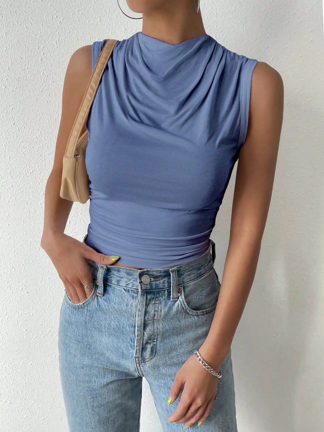 Rosalia Draped Mock Neck Ladies Summer Top