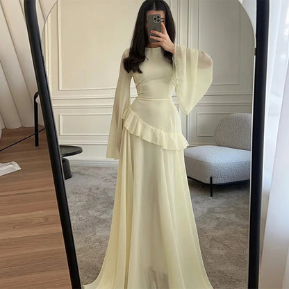 Estelle Ruffle Sleeve Chiffon Maxi Dress