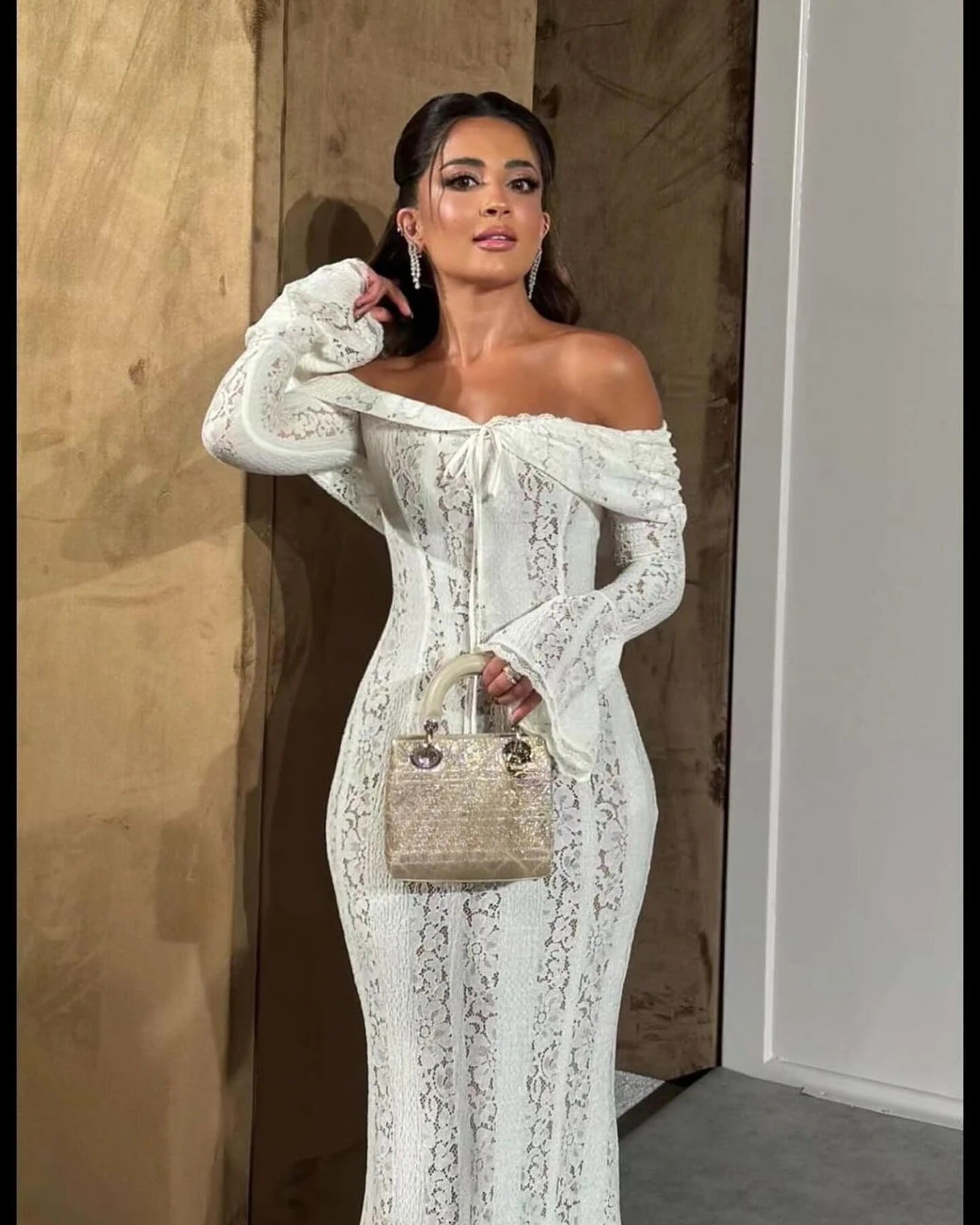 Valeria Off Shoulder Lace Wedding Guest Maxi Dress