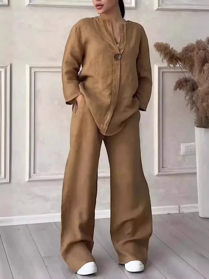 Faye Relaxed Linen Shirt & Wide Leg Co-Ord Set