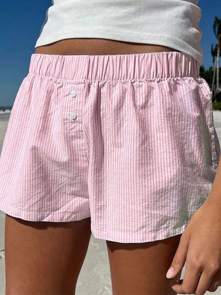 Delilah Striped Elastic Waist Women’s Shorts
