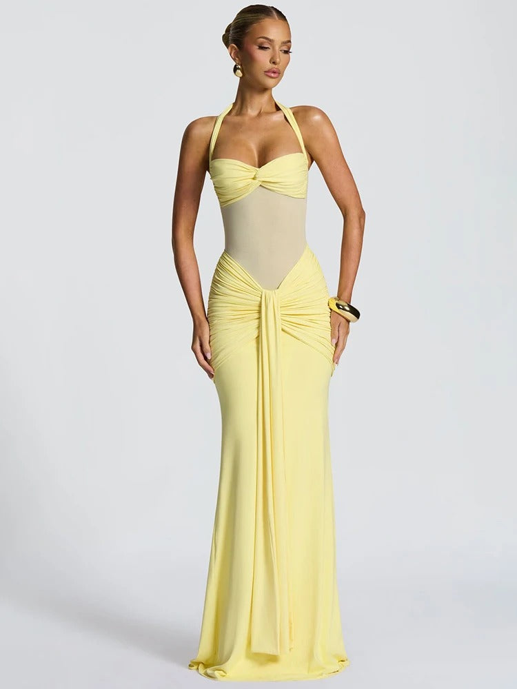 Capri Mesh Cutout Vacation Maxi Dress