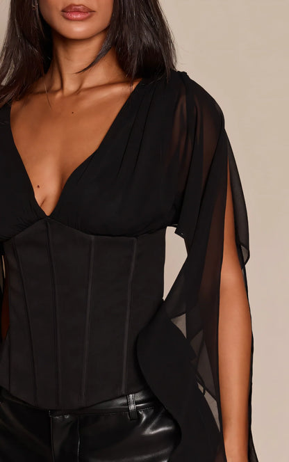 Philomena Chiffon Drape Corset Ladies Summer Top