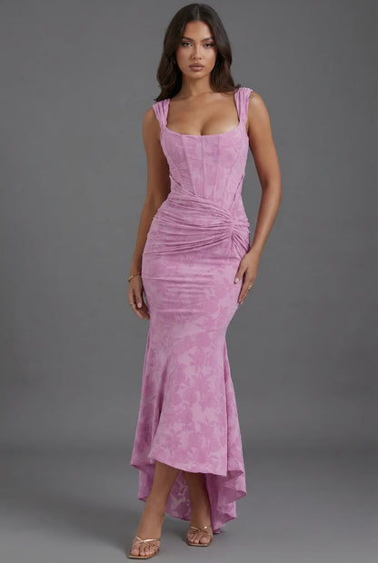 Oriannele Jacquard Corset Evening Midi Dress