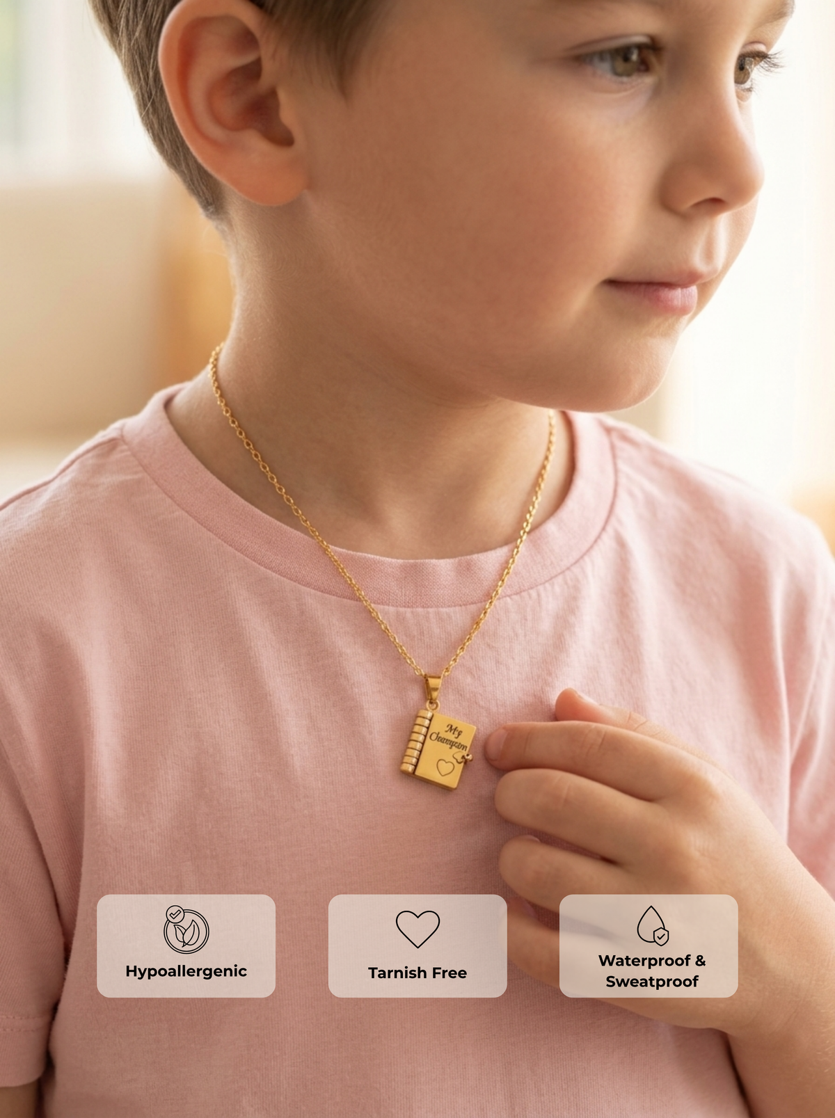 Gabriel My Champion Boys' Engraved Locket Necklace